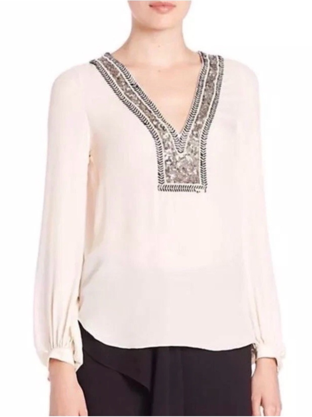 Haute Hippie Silk Beaded Top